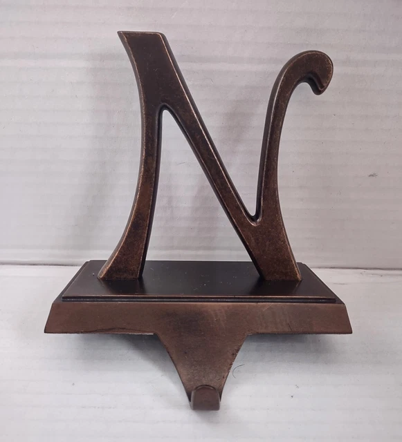 Pottery Barn Christmas Stocking Hanger Holder Letter "N" Bronze Color