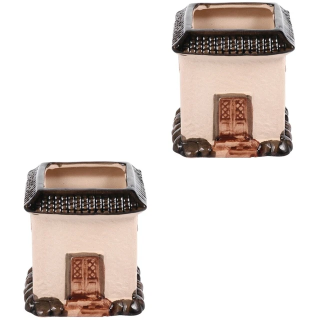 2 Count Potted Container House Flower Pot Flower Pots Indoor Flowerpot
