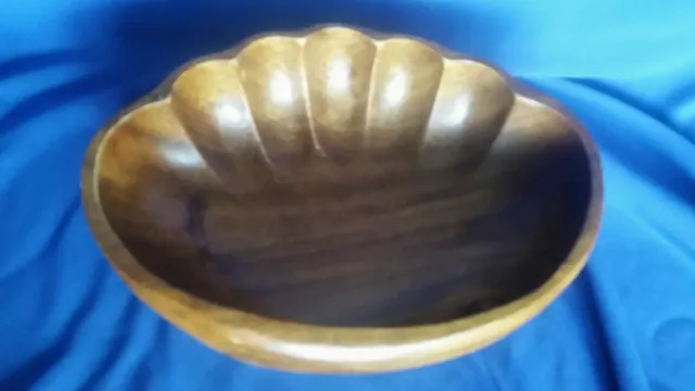 Mid Century Modern Danish Teak Wood Bowl Hand Carved Crafted Unusual Retro