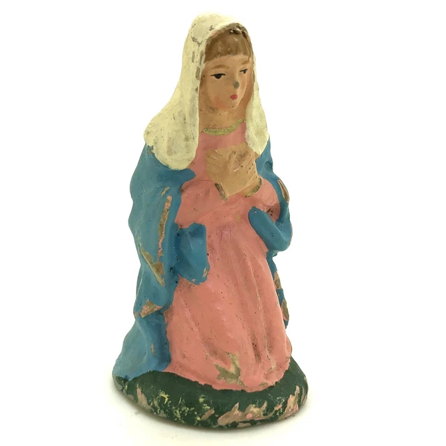 VINTAGE C.1940S/50S CHALKWARE Nativity Scene figure •MARY •Italy