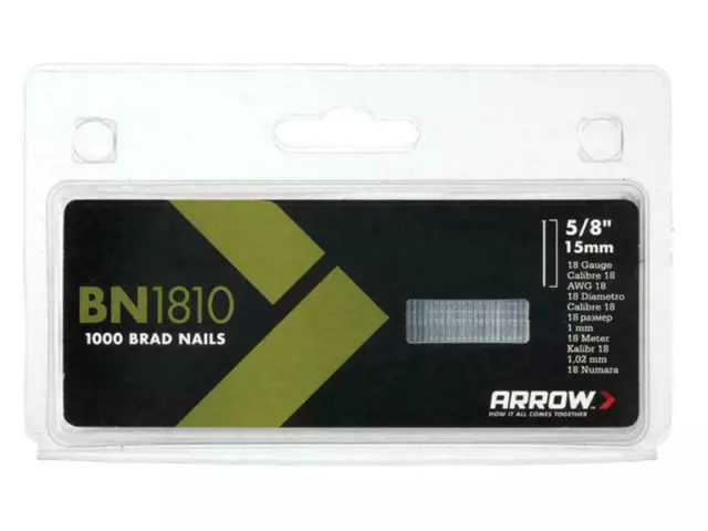 ARROW Bn1810 Brad Nails 15Mm Pack 1000 ARRBN1810