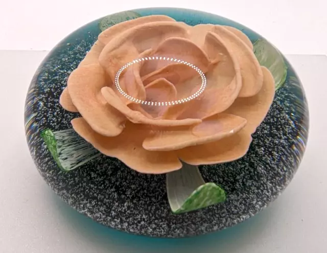 Caithness Scotland Paperweight Art Glass Glamis Rose Rare limited edition
