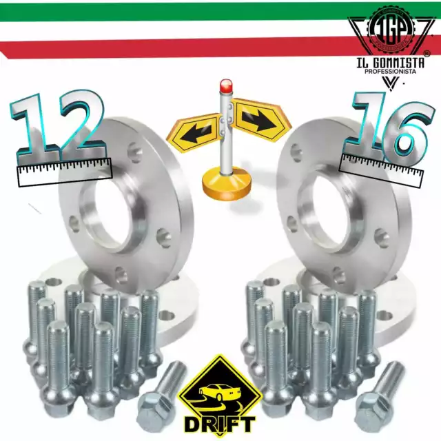 KIT 4 DISTANZIALI RUOTA 12 + 16 mm CON BULLONI - FIAT 500 / 595 FIAT 500 ABARTH