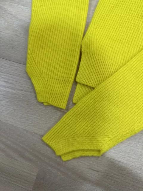 rag & bone 100% Cashmere Sweater Crop/Hi-Low Boxy Neon Yellow Crew Neck Size XS 2
