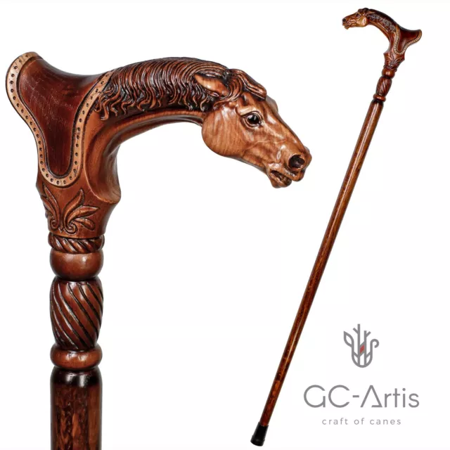 Horse Wooden Walking Cane classic accessory for men women ORIGINAL GC-Artis