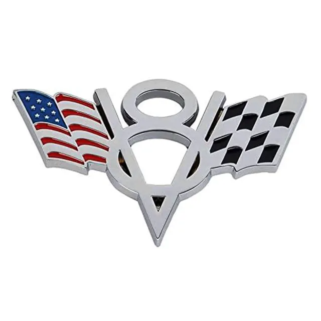 3D Métal Chrome V8 Voiture Vintage Logo USA Drapeau Tronc Emblème Insigne