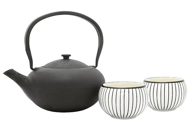 BREDEMEIJER Tee-Set Gusseisen/Porzellan Shanxi 1l schwarz 3teilig   101110