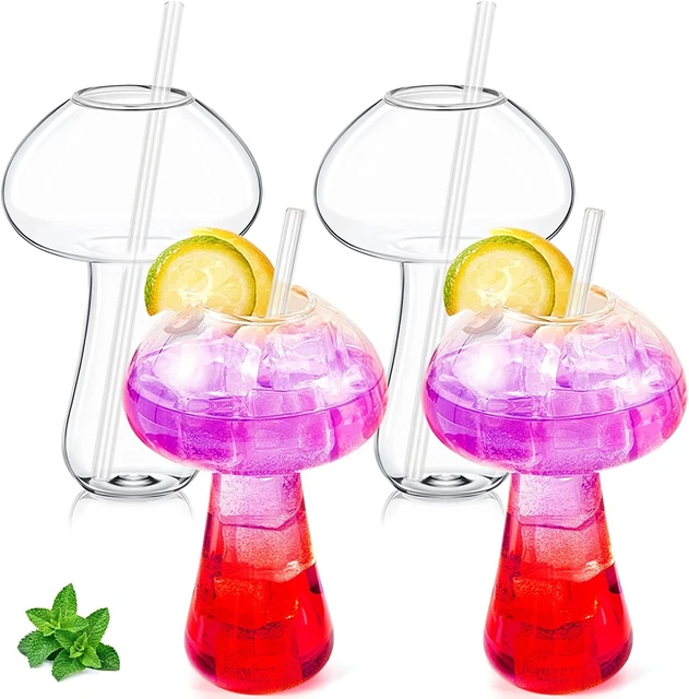 Tessco 4 Pcs Mushroom/Bird Glass Cup Creative Martini Cocktail Clear...
