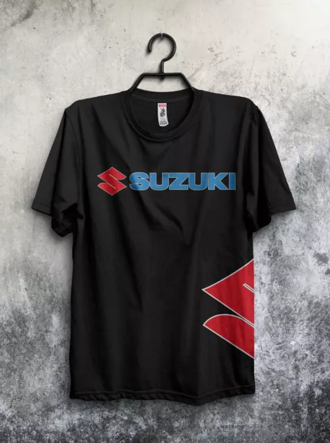 Suzuki Herren T-Shirt Shirt Schwarz Weiß Racing Bike Motorrad Rennstrecke
