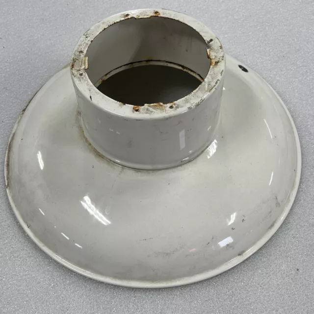 Vintage White Porcelain Enamel Barn / Gas Station Light Fixture 16”
