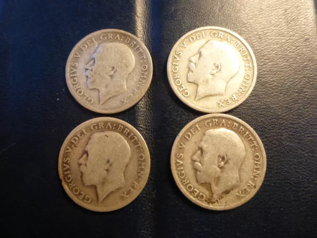 George V silver (0.925) sixpences x4