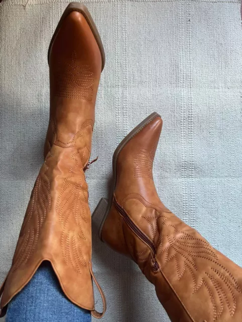 STIVALI DONNA CAMPEROS texani western colore cuoio tacco basso tg dal 37 al 41 EUR 25 00 PicClick IT