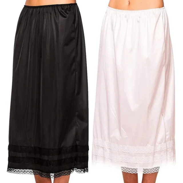 Elegant Black Long Skirt Underskirt Petticoat Extender for Women's Wardrobe