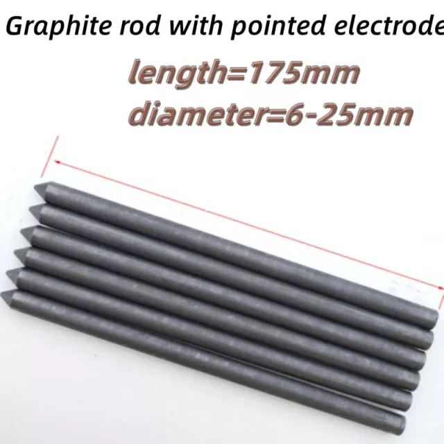 1pcs High Density Graphite Carbon Rod Pointed Cone 99.99% Length=175mm Φ6-25mm