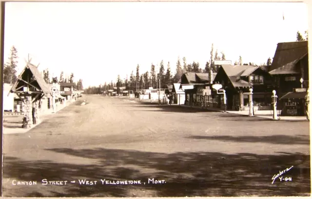 c. 1935, Downtown View, West Yellowstone, Montana, Canyon Street, Sanborn photo