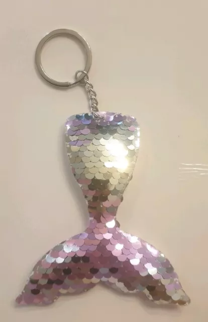 1PC Mermaid Sequins Keychain Keyring Bag Pendant Pink & Purple colour