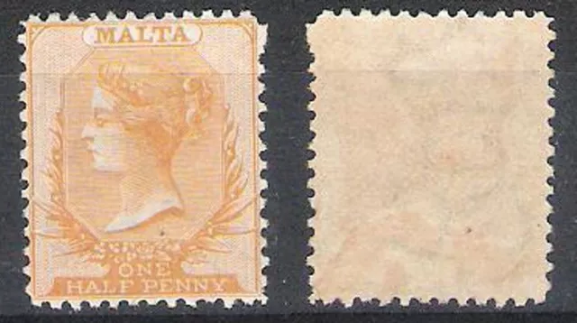 MALTA 1863-81 QV ½ d GOLDEN YELLOW 'CROWN CC' (F) SG 9
