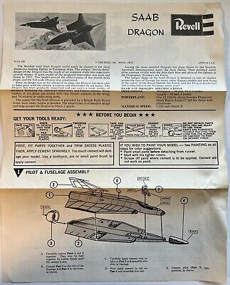 SAAB Dragon Revel Model 1968 Instruction Sheet Only Ephemera Collectible