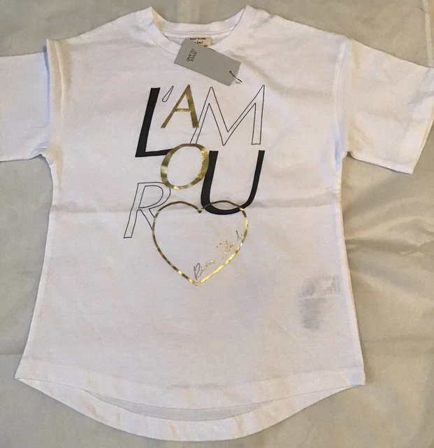 River island mini girls Aged 4-5 Years white foil T-shirt set BNWT 3