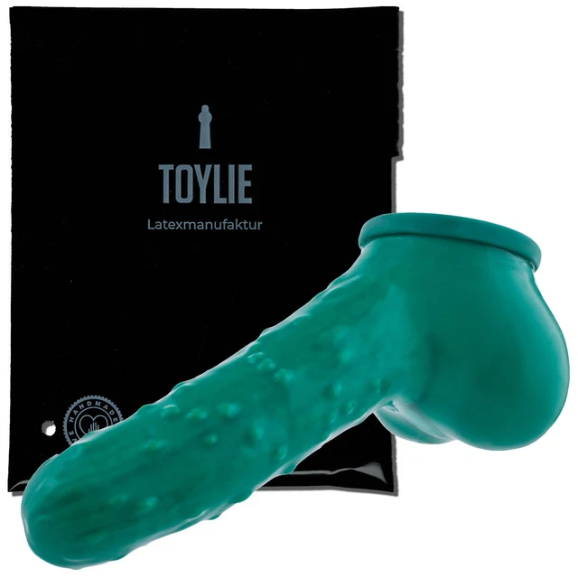 ANATOMISCHE LATEX PENISHÜLLE mit Hodensack, Schlauch und Basisplatte EUR  19,50