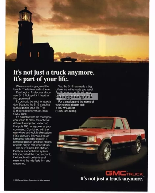 1988  GMC S-15 Red Pickup Truck Lighthouse Vintage Ad