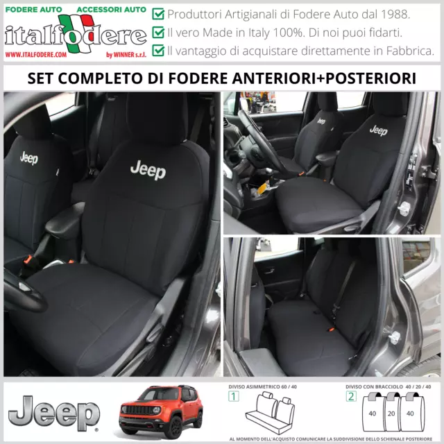 FODERE COPRISEDILI JEEP RENEGADE SU MISURA Fodera Fodere Foderine COMPLETE Nero