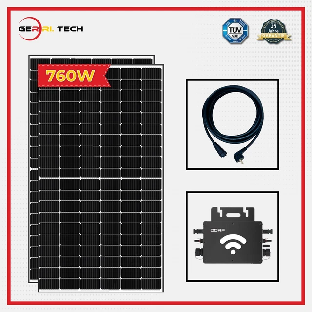 760W BALKONKRAFTWERK SOLARANLAGE mit DORF-600W Microwechselrichter EUR ...