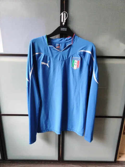 Italy National Team 2010/11 Home Long Sleeve Shirt Puma World Cup Jersey Size L