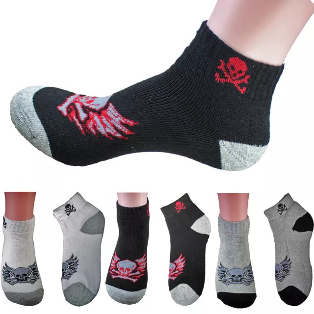 New 3-12 Pairs Skull Mens Socks Fashion Ankle Quarter Crew Sports Cotton Casual