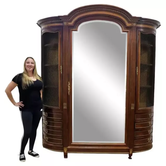 Monumental French Mirrored Louis XVI Directoire Armoire Circa 1890s