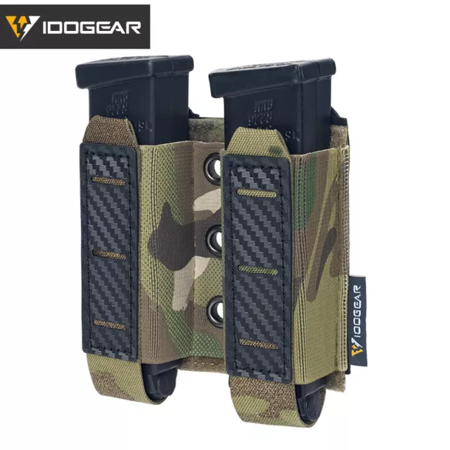 IDOGEAR Tactical Mag Pochette 9 mm Double Mag Porteur Fibre de carbone MOLLE MC