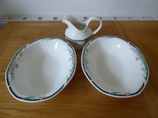 2 Royal Doulton Juno Oval Serving Bowls & 1 Pint Jug for gravy or custard