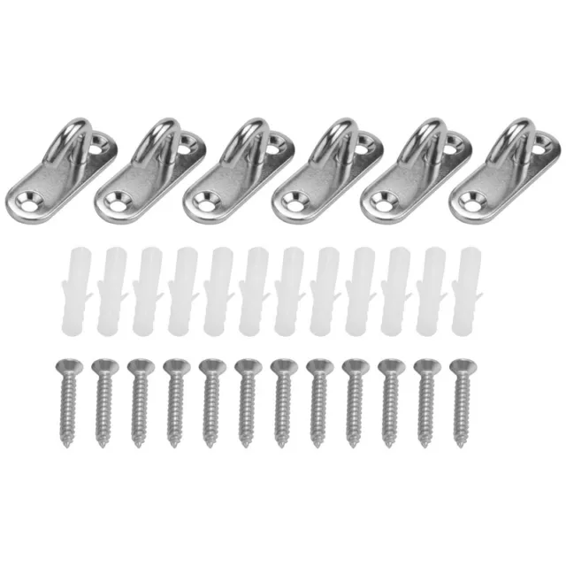 6 Pack Stainless Steel Ceiling Hooks M5 Oval Open Hooks Pad Eye Plate AnchoZ5