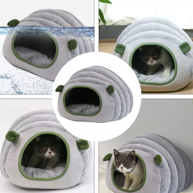 US Cat Bed Cave Round Plush Fluffy Hooded Cat Bed Donut Self Warming Pet Dog Bed
