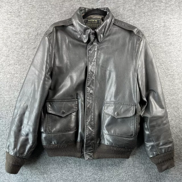 VTG 60s Sporty’s Pilot Shop Type A-2 Flight Goatskin Leather Jacket Made USA 44