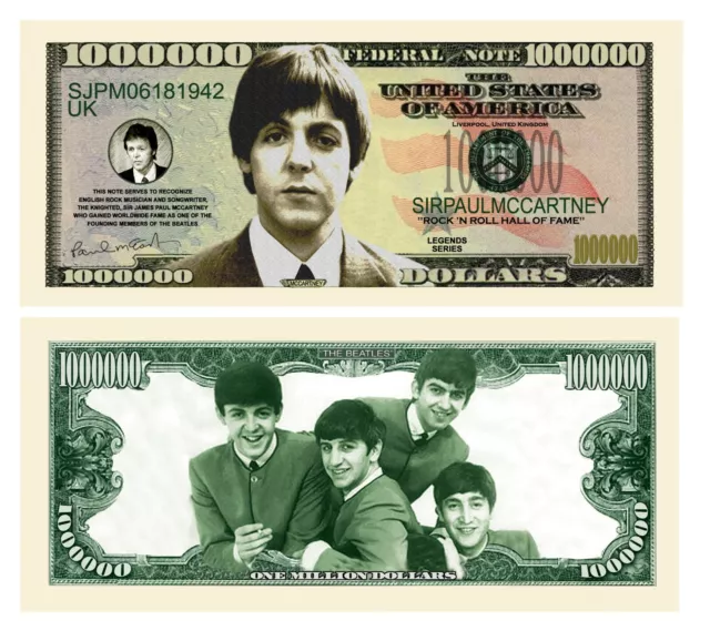 Pack of 50 - Paul McCartney Million Dollar Bill - Best Gift for Beatles Fans