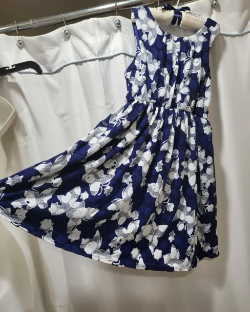 BONNIE JEAN GIRLS Size 6X Navy Blue & White Dress Net Lace Overlay ...