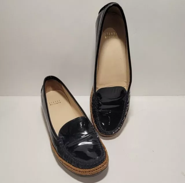 Stuart Weitzman Black Patent Leather Loafer Women's Size 7.5 Narrow