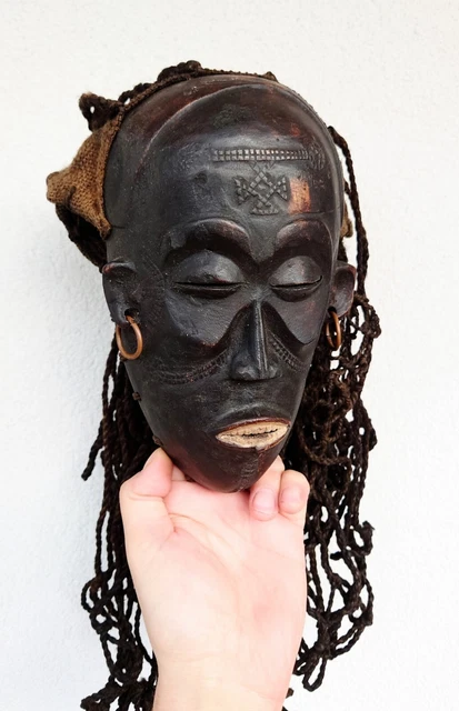 Superbe Masque Mwana Pow Tchokwe Chokwe Mask, Angola, Tribal Art Africain
