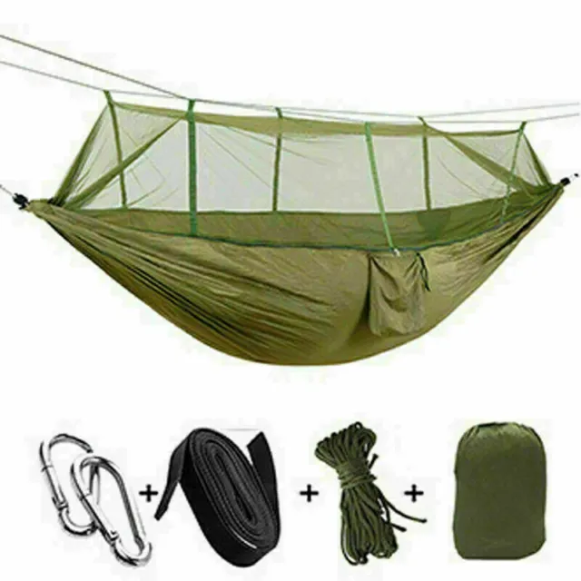 Camping Hammock With Mosquito Net Military Bushcraft Double Person Hanging Bed