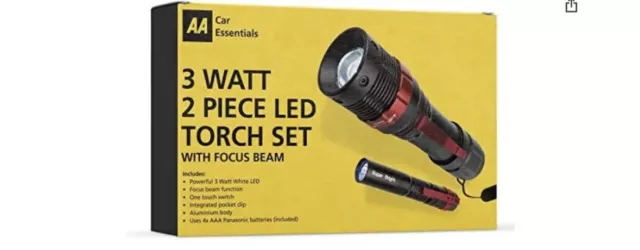 AA car essentials 3 Watt 2 Piece Led Torch Set