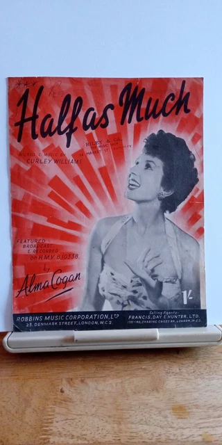 Half as Much by Curley Williams & sung by Lita Roza VINTAGE SHEET MUSIC
