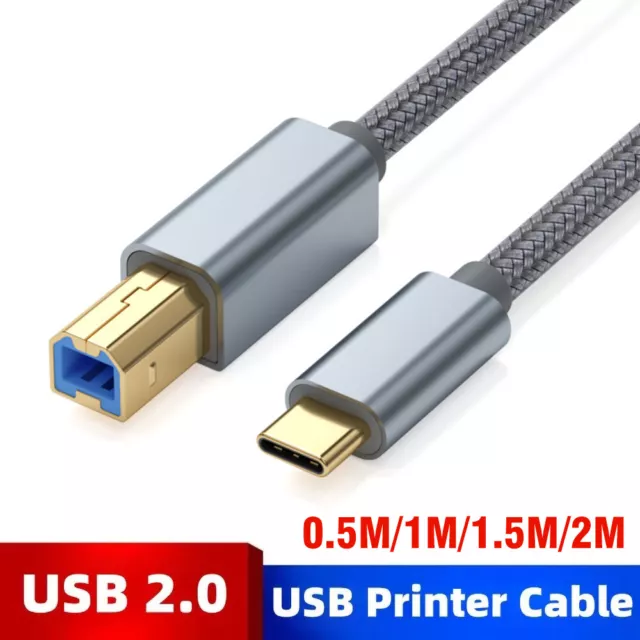 Printer Cable High Speed Printer USB Type-C to USB B 2.0 For Epson HP Brother UK