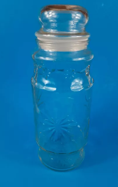 VTG 1980 Planters Peanuts Starburst Glass Jar With LID 10" 1906 - 1981