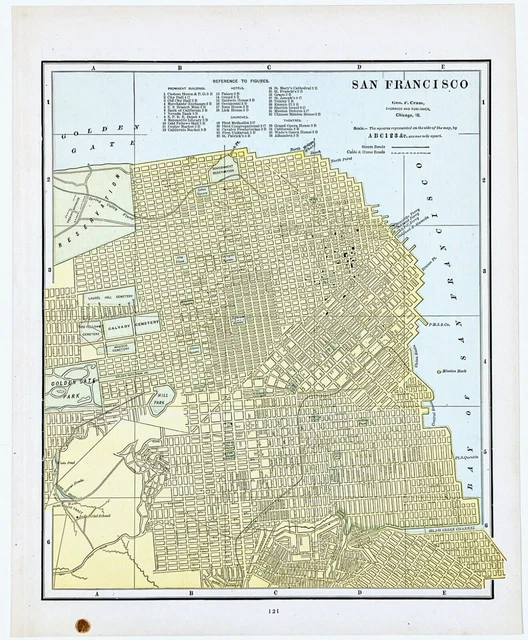 OLD 1889 SAN FRANCISCO Map ORIGINAL 13 X 10 Streets Railroads Golden Gate Park