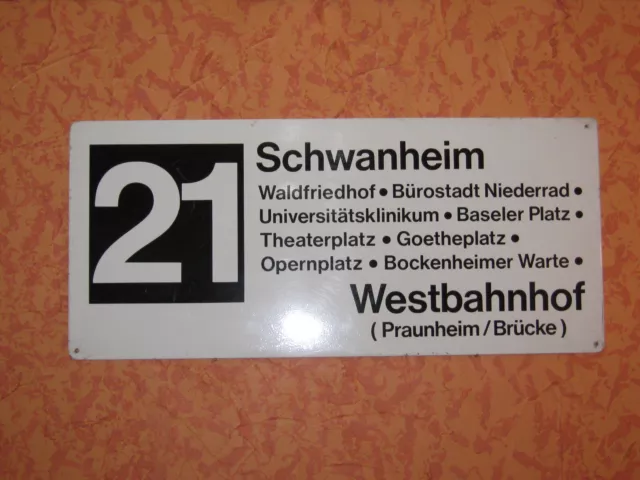 Alte, originale Straßenbahnschilder Frankfurt/Main der Linien 18, 21 + 20, 80er