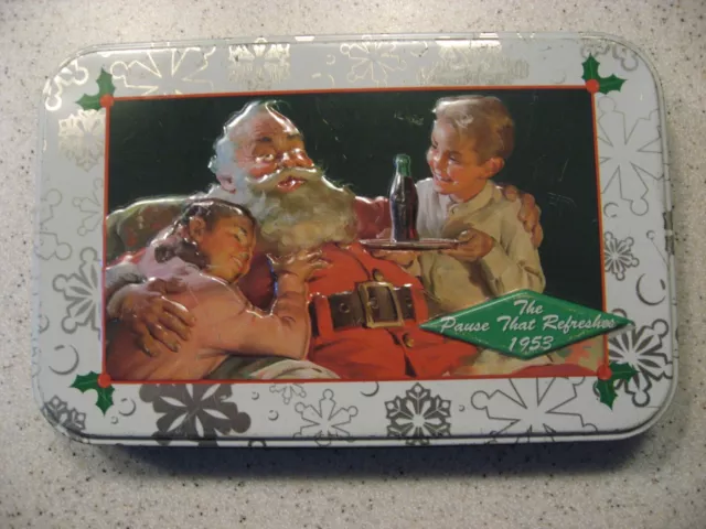 Coca Cola Tin Box of Two Decks of Playing Cards The Pause that Refreshed Christm