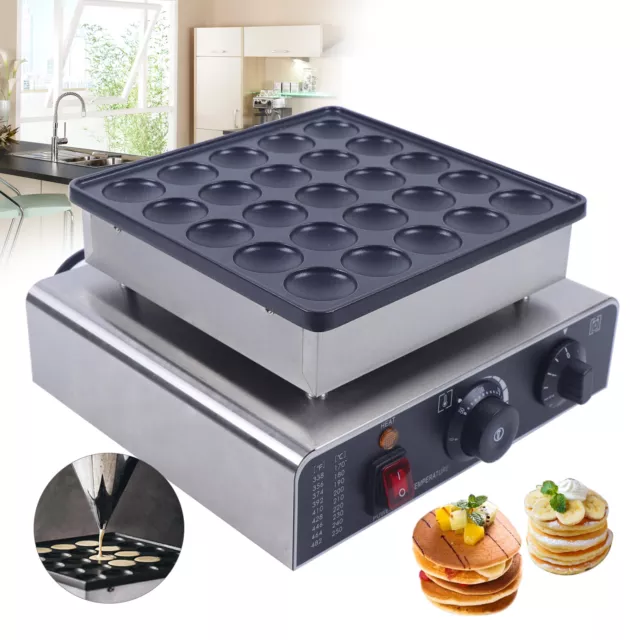 800W Commercial Mini Dutch Pancake Baker 25 Holes Waffle Maker Machine Nonstick