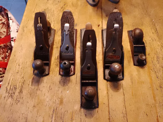 Joblot X 5 Vintage Stanley Bailey No.5  Plane Record Wood  MADE IN ENGLAND