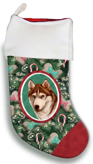 Christmas Stocking - Red and White Blue-Eyed Siberian Husky 11439